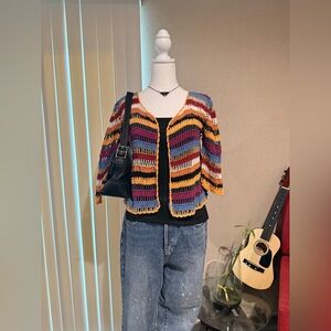 Cleobella Multicolor Crochet Knit Top